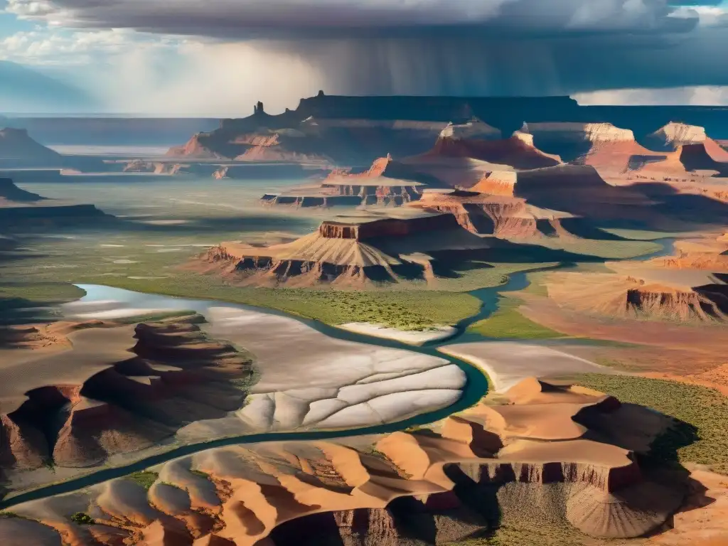 Vista aérea detallada de la árida reserva Navajo, resaltando escasez de agua y necesidad de soluciones sostenibles