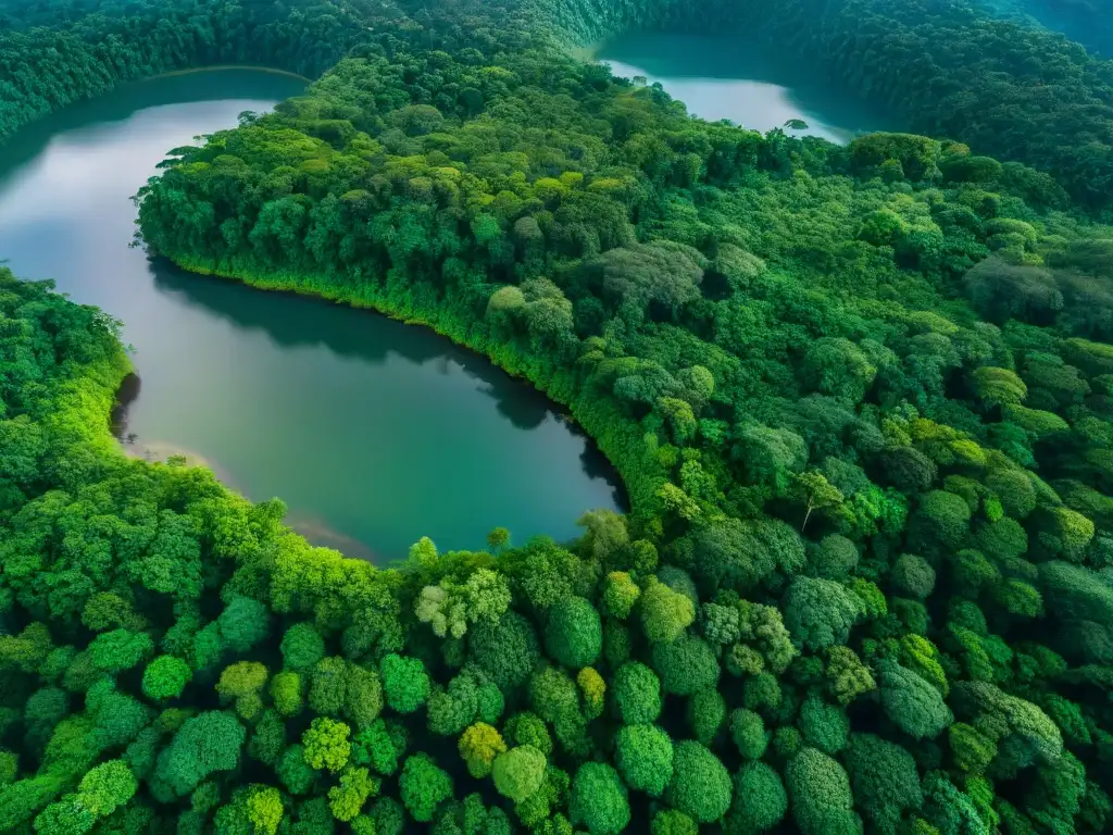 Vista aérea de exuberante selva en Centroamérica, protección tierras indígenas