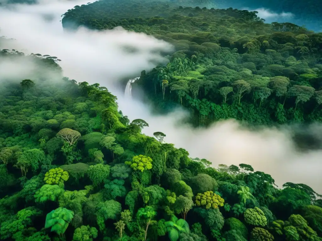 Vista aérea de la exuberante selva amazónica con río serpenteante, reflejando la biodiversidad y las civilizaciones indígenas Amazonía evidencias