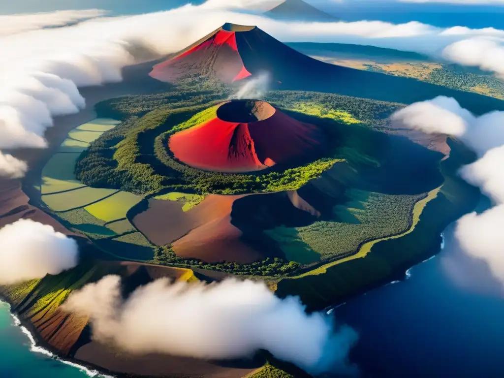 Vista aérea de Mauna Kea, volcán sagrado indígena en Hawai, resaltando su grandeza y la controversia que lo rodea