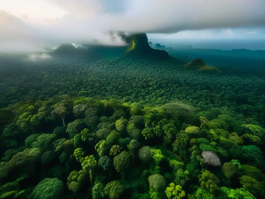 Vista impresionante de la exuberante selva amazónica desde arriba, resaltando su diversidad y belleza