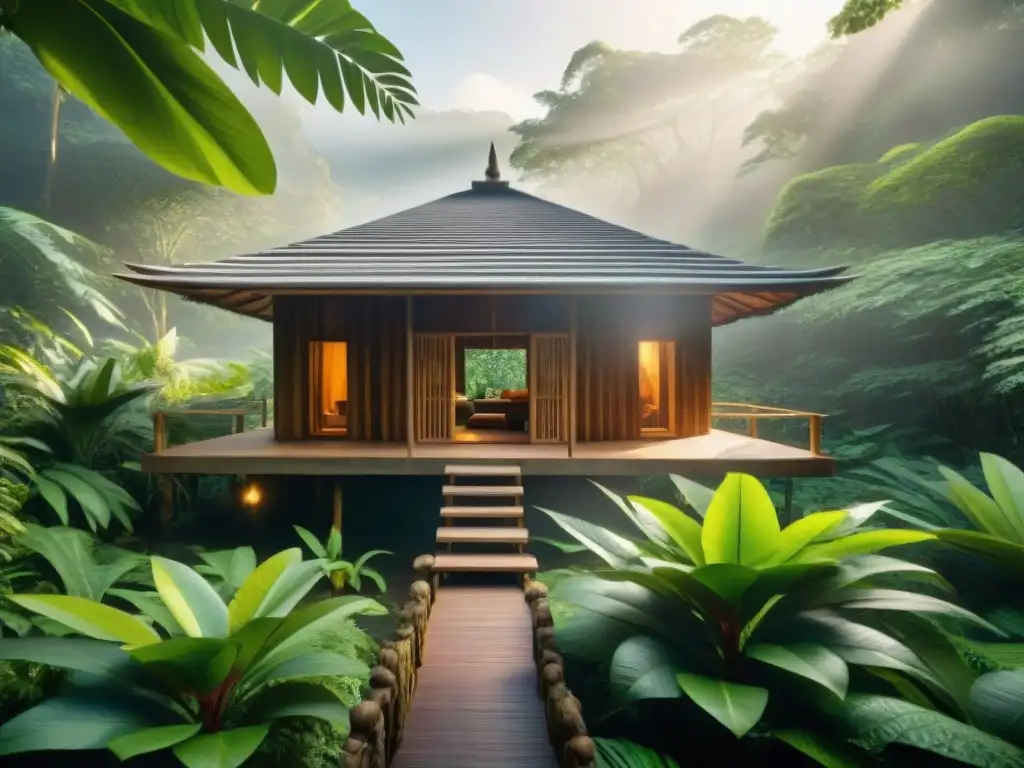 Una vivienda indígena inspirada en la naturaleza, integrada armónicamente en la exuberante selva