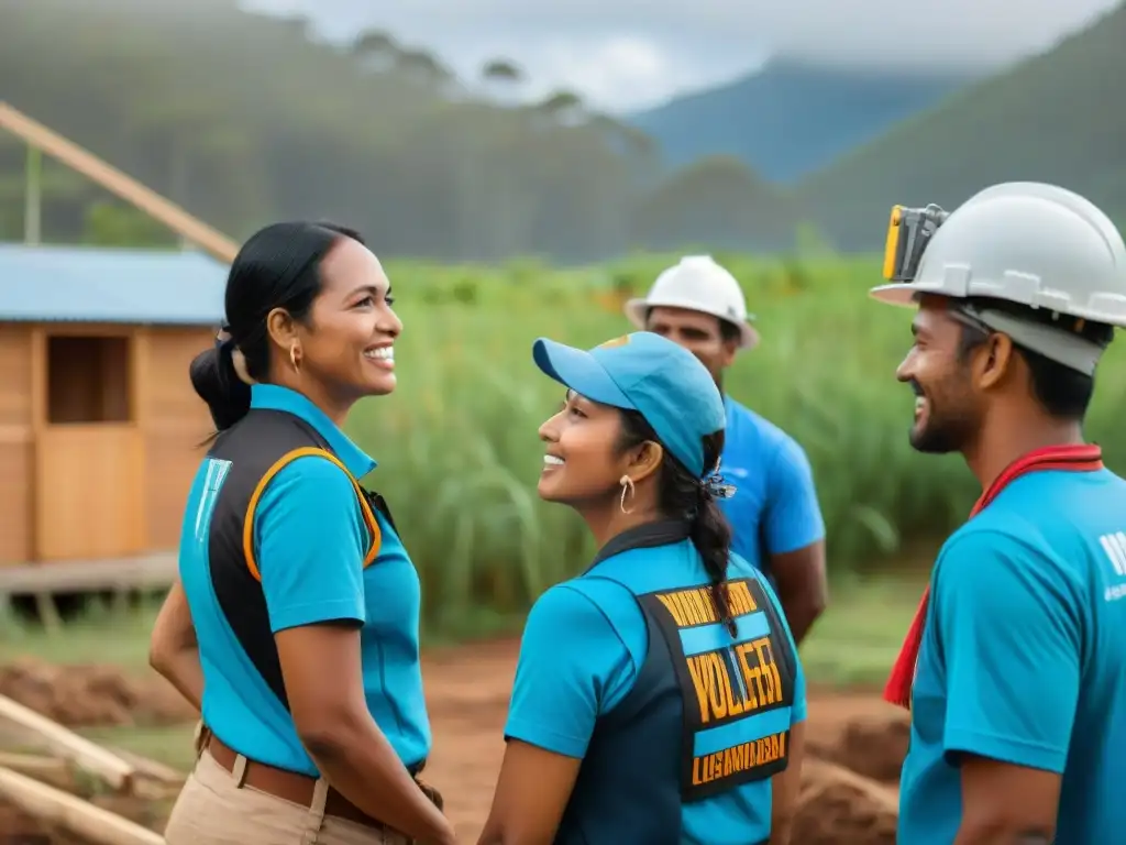 Voluntariado impacto positivo en comunidades indígenas: Voluntarios construyendo viviendas sostenibles, unidos con la comunidad y la naturaleza